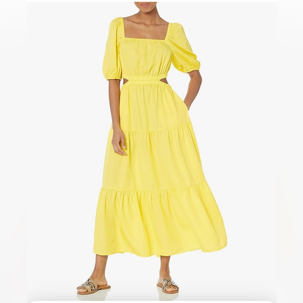 NWT The Drop Anaya square neck cut out tiered maxi size Large (see callout)